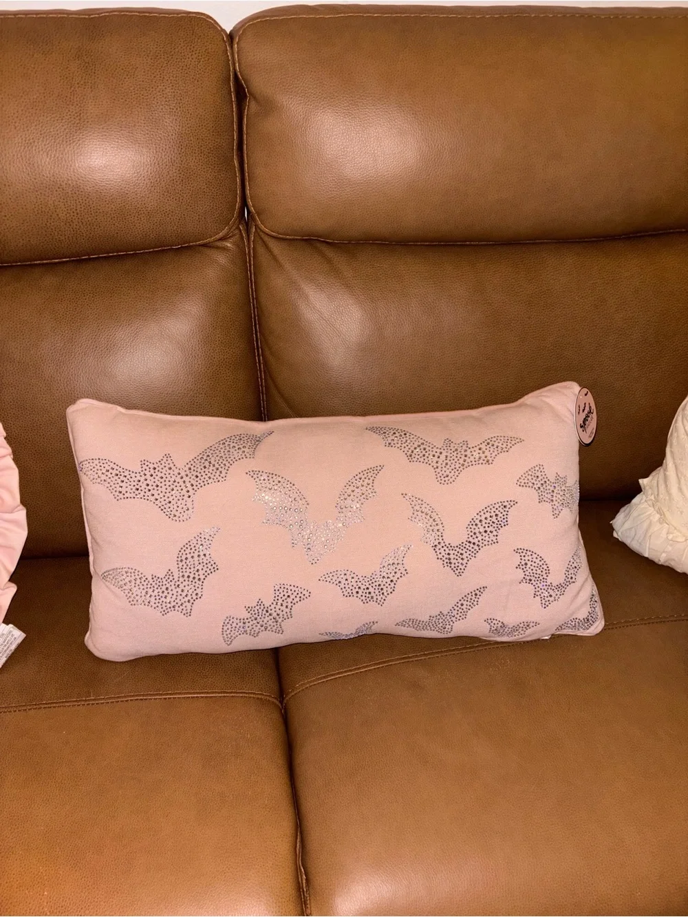 Trick or Chic Pink Bat Motif Decorative Pillows